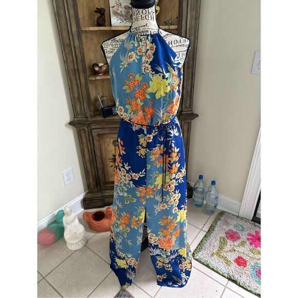 Guess Cassidy Sakura Floral Maxi Halter Dress - Picture 1 of 9